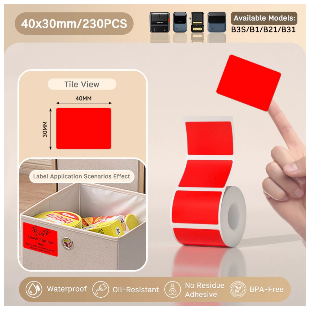 Red Labels - 40x30mm (230 pcs, Standard) - B Series