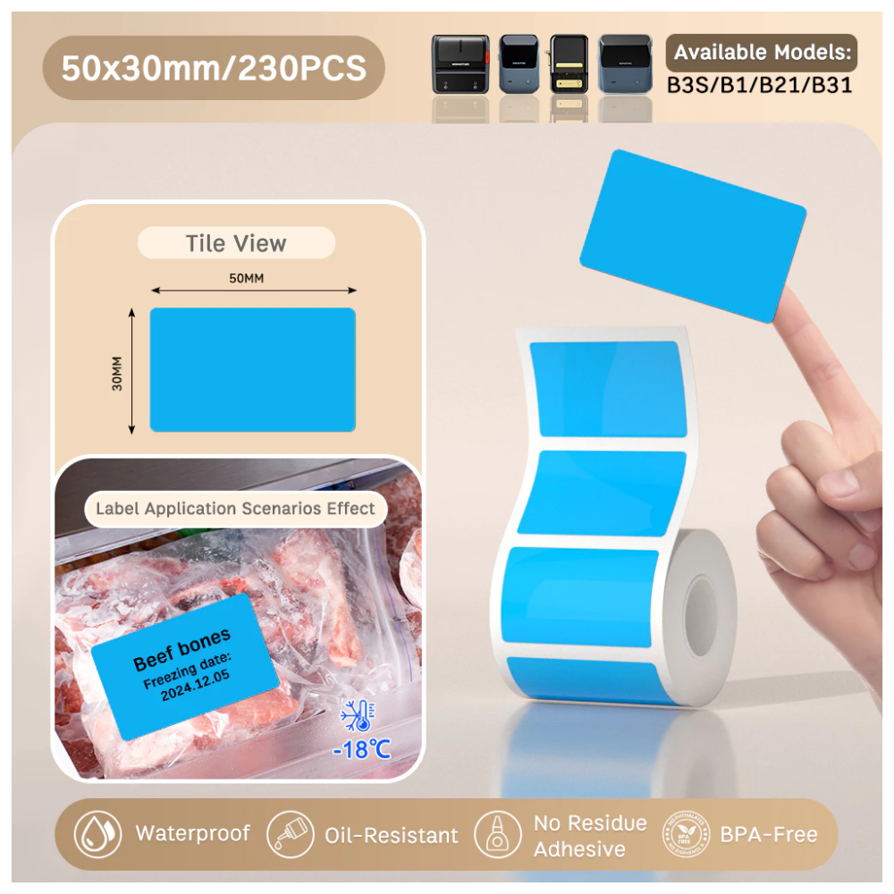 Blue Labels - 50x30mm (230 pcs, Standard) - B Series