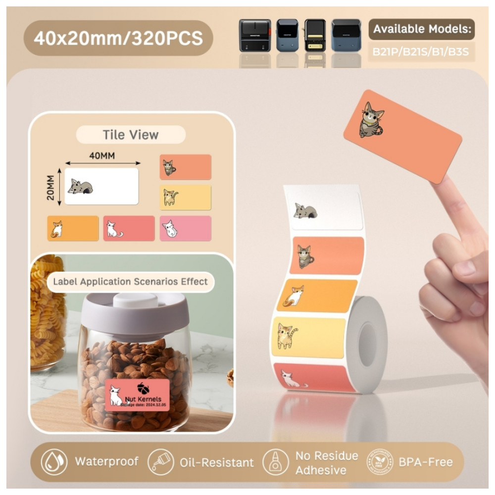 Little Kitty Labels - 40x20mm (320 pcs) - B Series