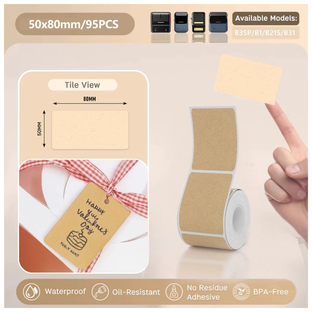 Kraft Labels - 50x80mm (95 pcs) - B Series