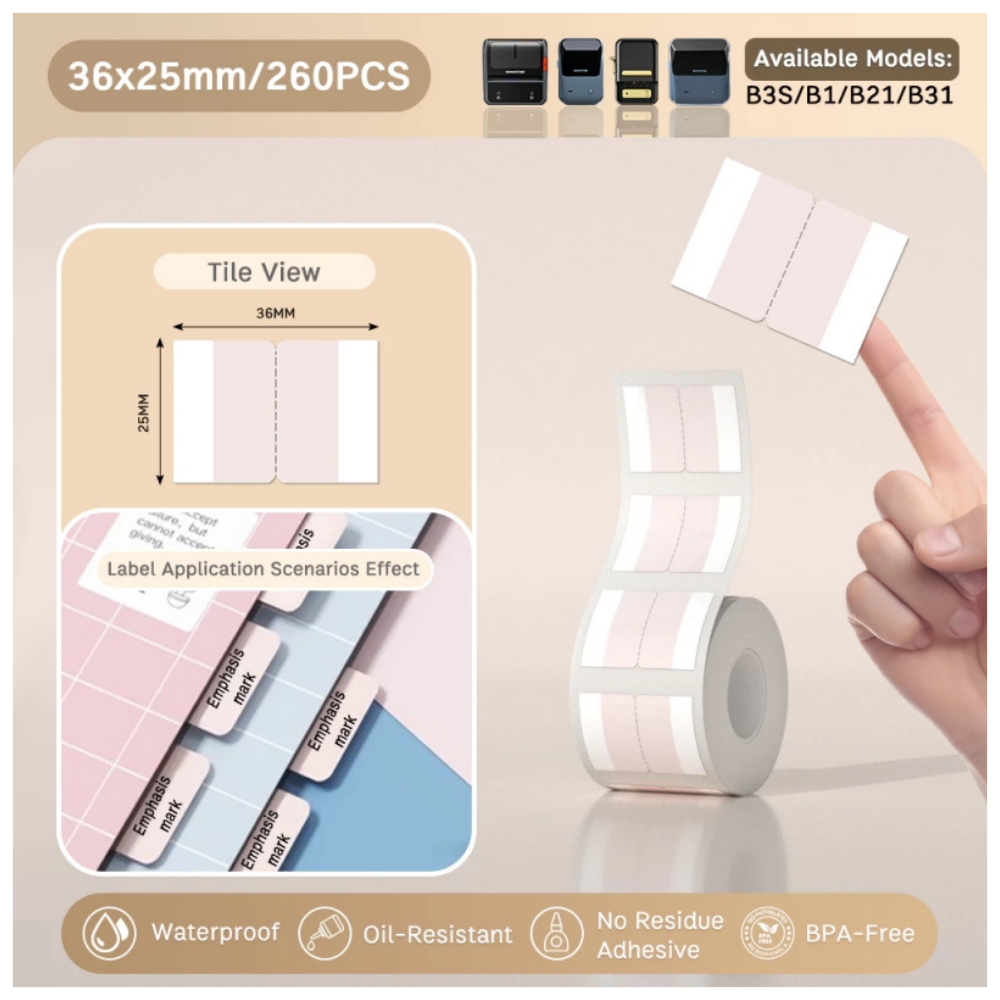 Grey Sakura Index Labels - 36x25mm (260 pcs) - B Series