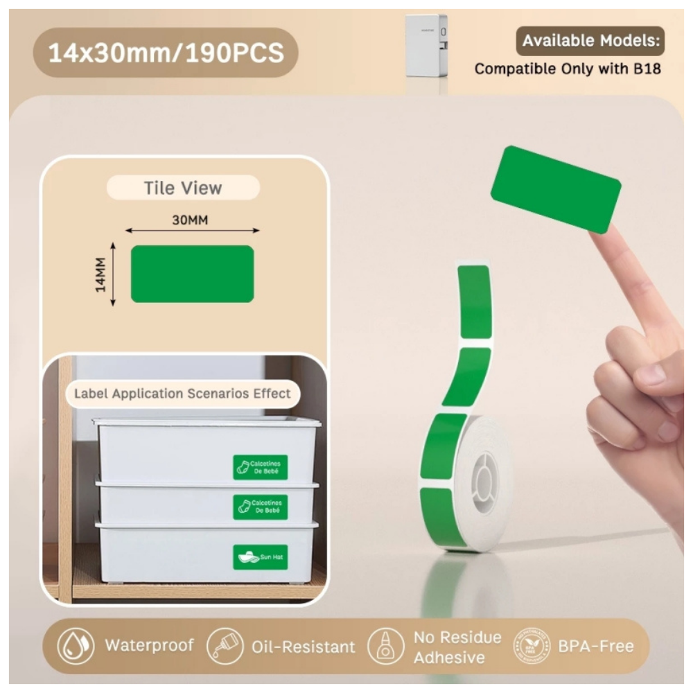 Green Labels - 14x30mm (190 pcs) - N Series