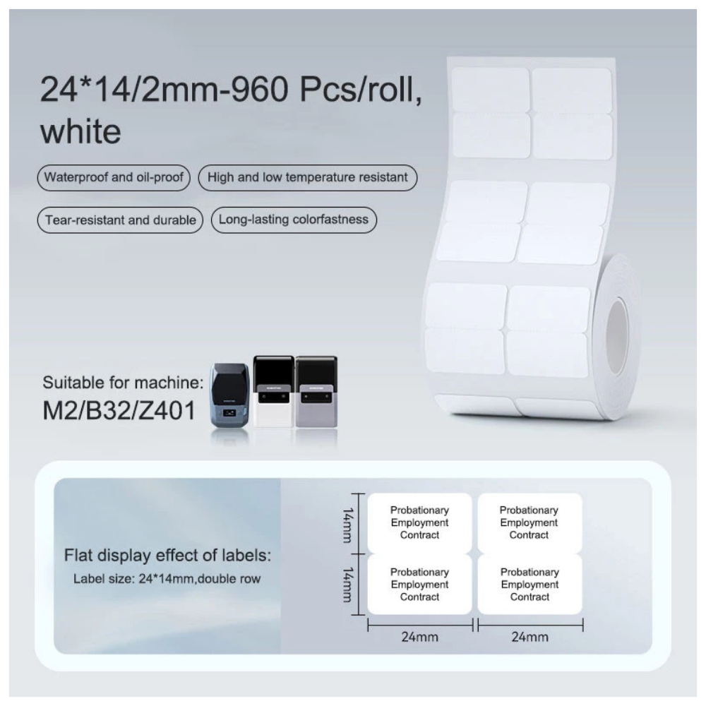 White Labels - 24x14mm (960 pcs, 2-Row) - M Series
