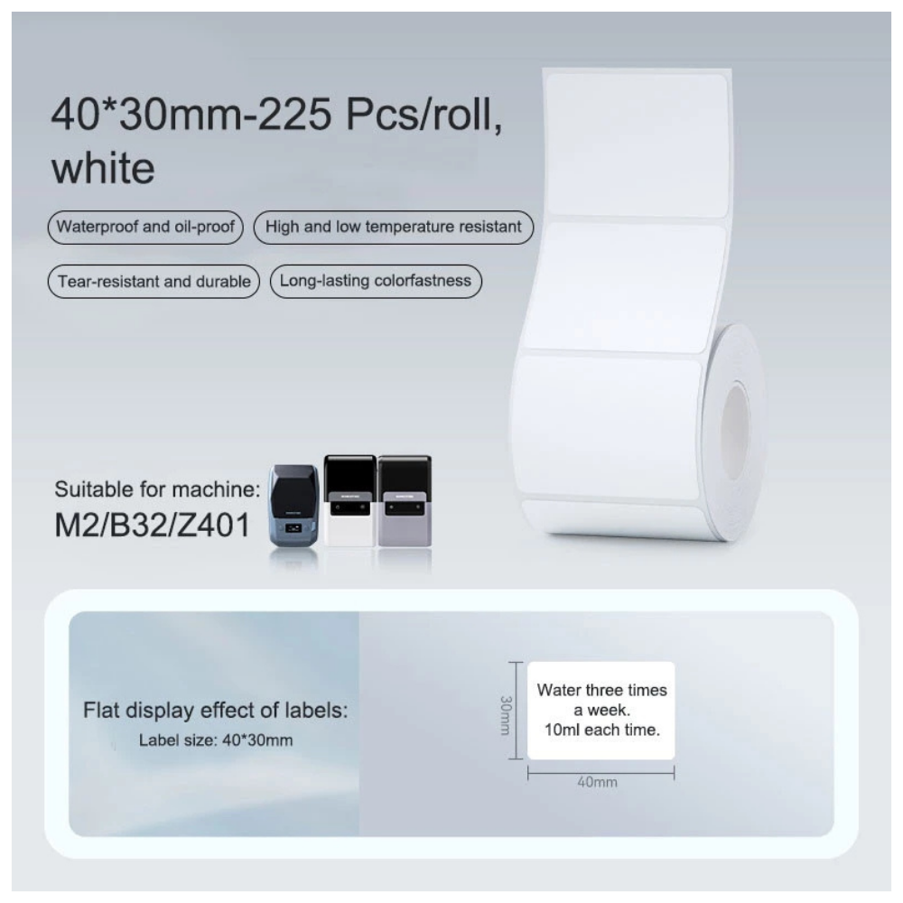 White Labels - 40x30mm (225 pcs) - M Series
