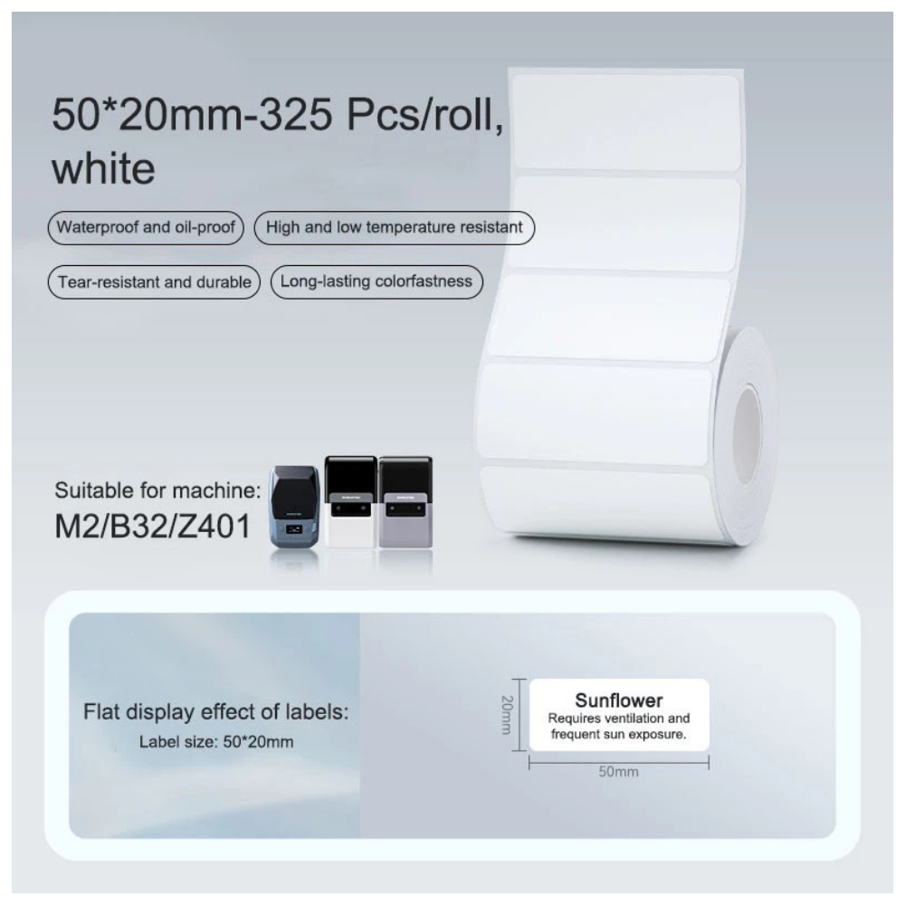 White Labels - 50x20mm (325 pcs) - M Series