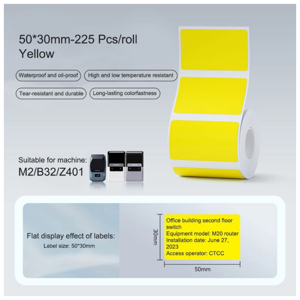 Yellow Labels - 50x30mm (225 pcs) - M Series