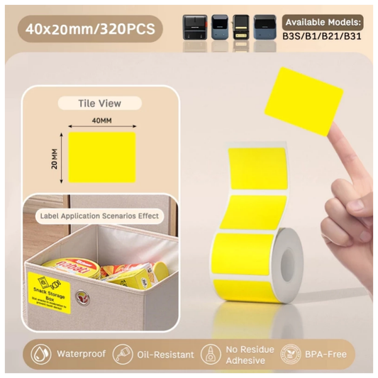 Yellow Labels - 40x20mm (320 pcs, Standard) - B Series