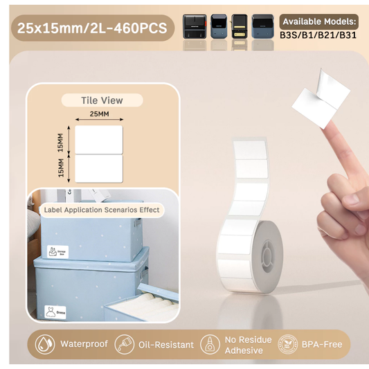 White Labels - 25x15mm (460 pcs, 2-Row) - B Series