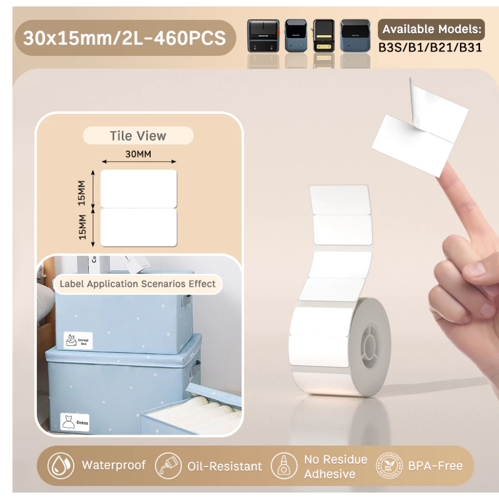White Labels - 30x15mm (460 pcs, 2-Row) - B Series