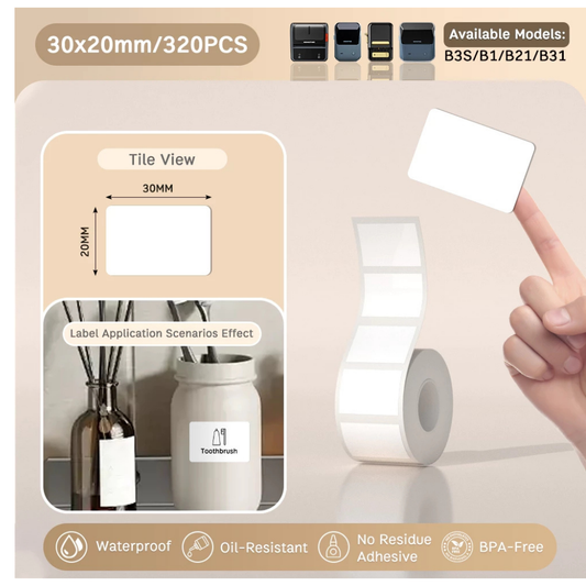White Labels - 30x20mm (320 pcs, Standard) - B Series