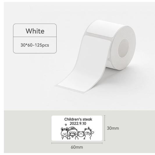 White Labels - 30x60mm (125 pcs, Standard) - B Series