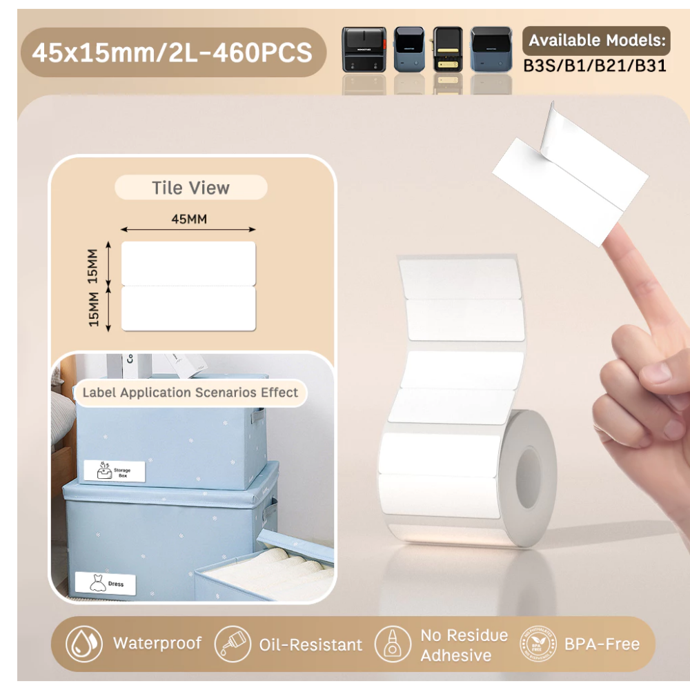 White Labels - 45x15mm (460 pcs, 2-Row) - B Series