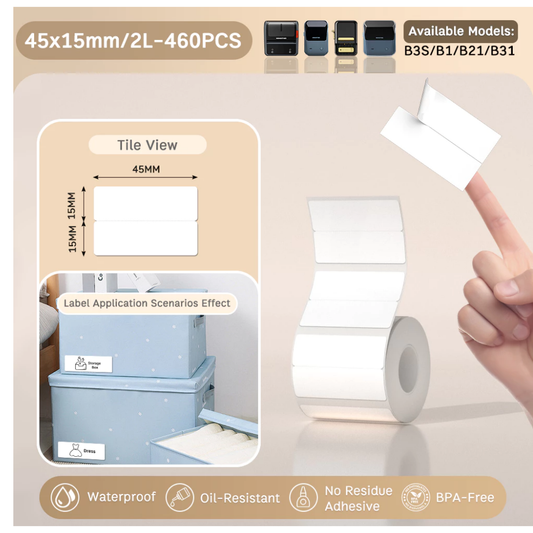 White Labels - 45x15mm (460 pcs, 2-Row) - B Series
