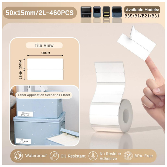 White Labels - 50x15mm (460 pcs, 2-Row) - B Series