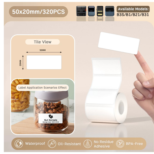 White Labels - 50x20mm (320 pcs, Standard) - B Series