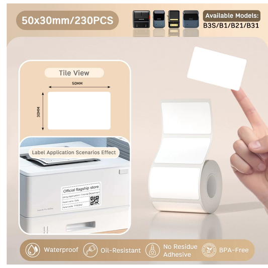 White Labels - 50x30mm (230 pcs, Standard) - B Series