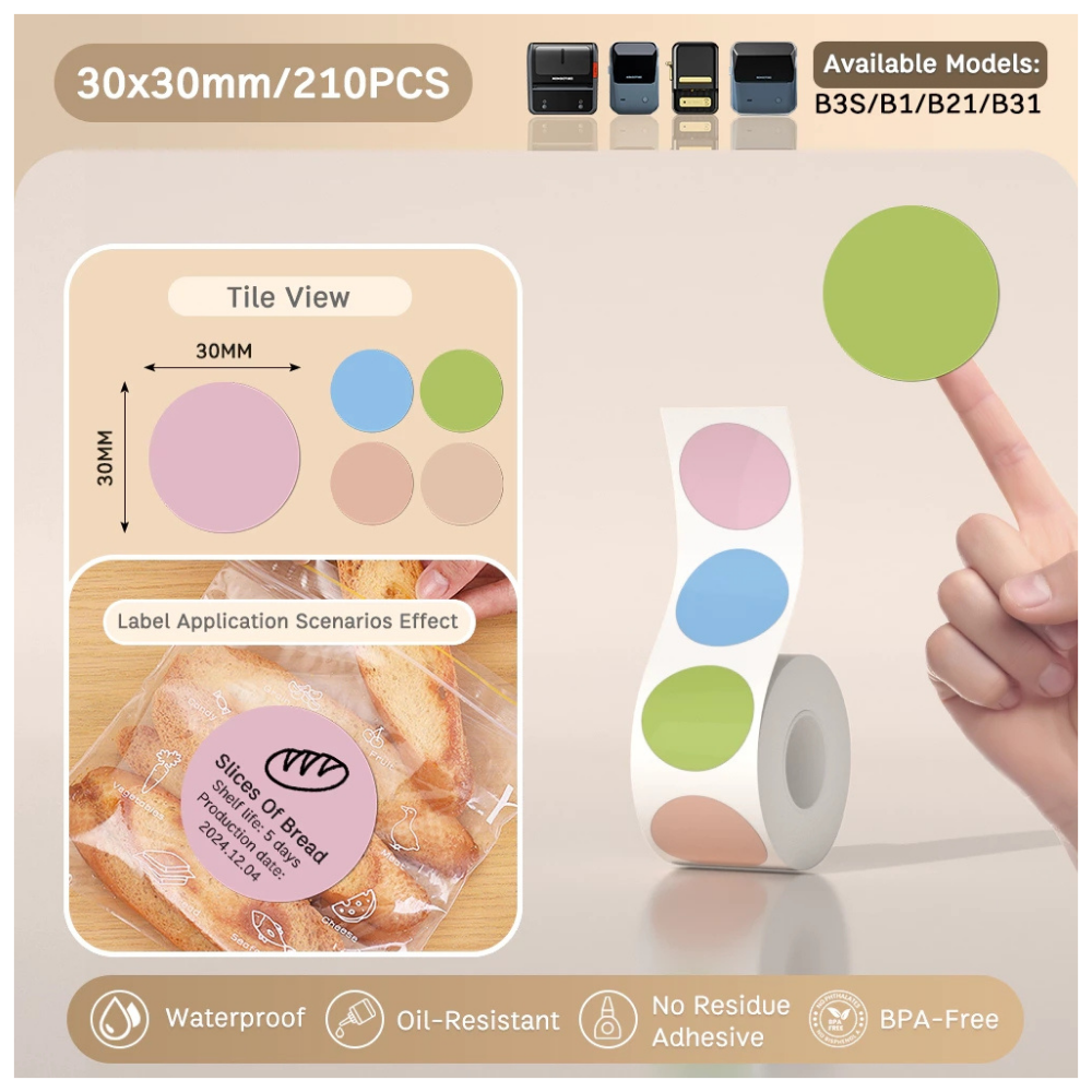 Colored Round Labels - 31x31mm (210 pcs) - B Series