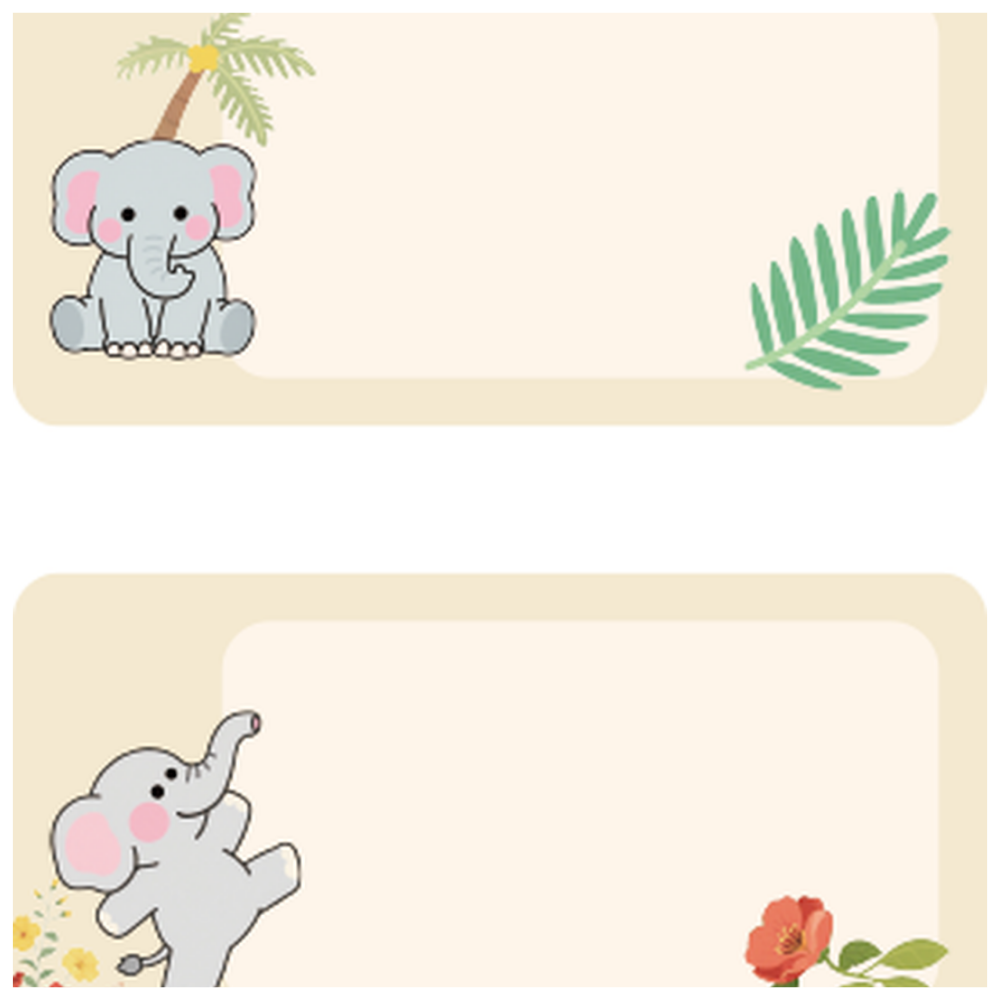 Cute Elephant Labels - 40x20mm (320 pcs) - B Series