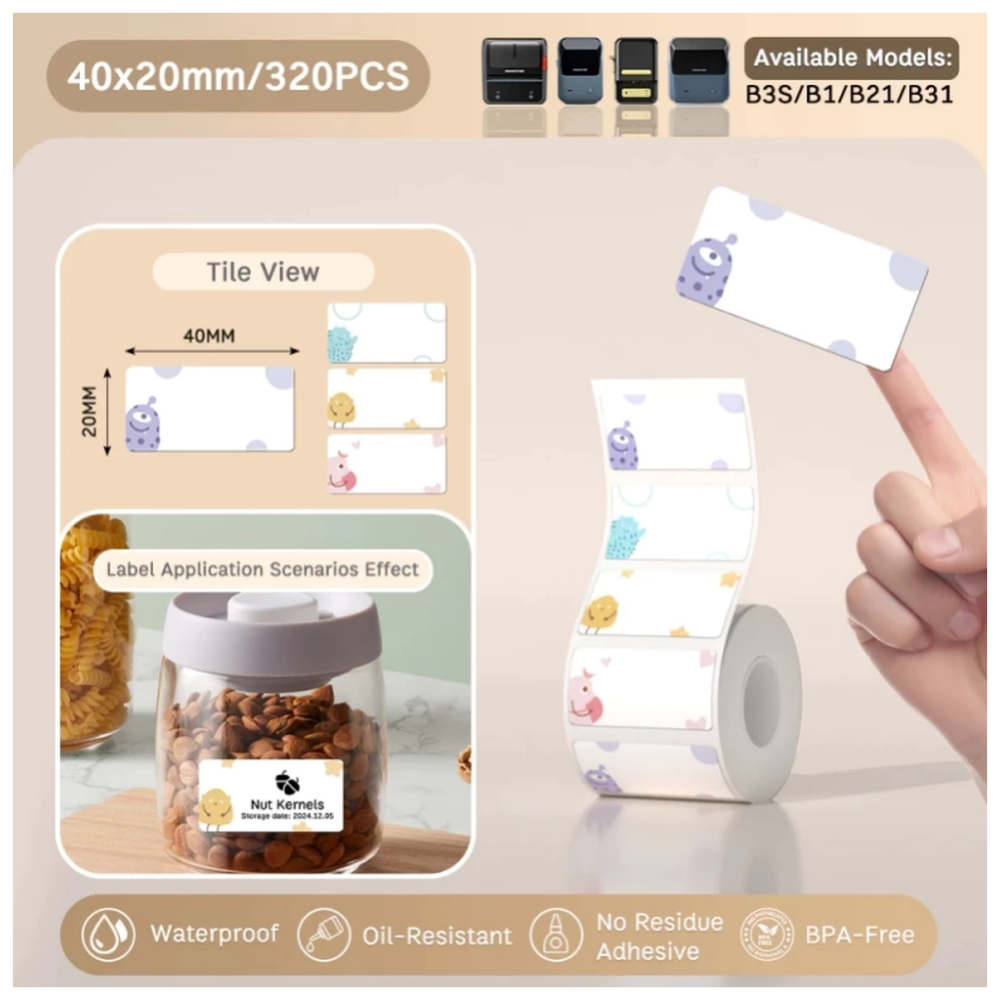 Little Monsters Labels - 40x20mm (320 pcs) - B Series