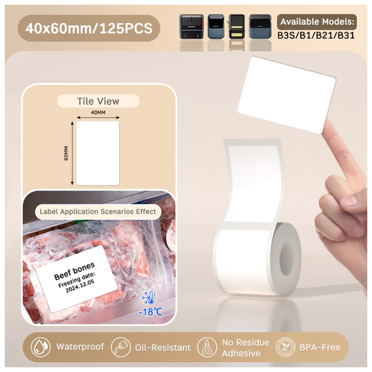 White Freezer Labels - 40x60mm (125 pcs) - B Series