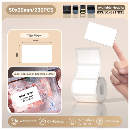 White Freezer Labels - 50x30mm (230 pcs) - B Series