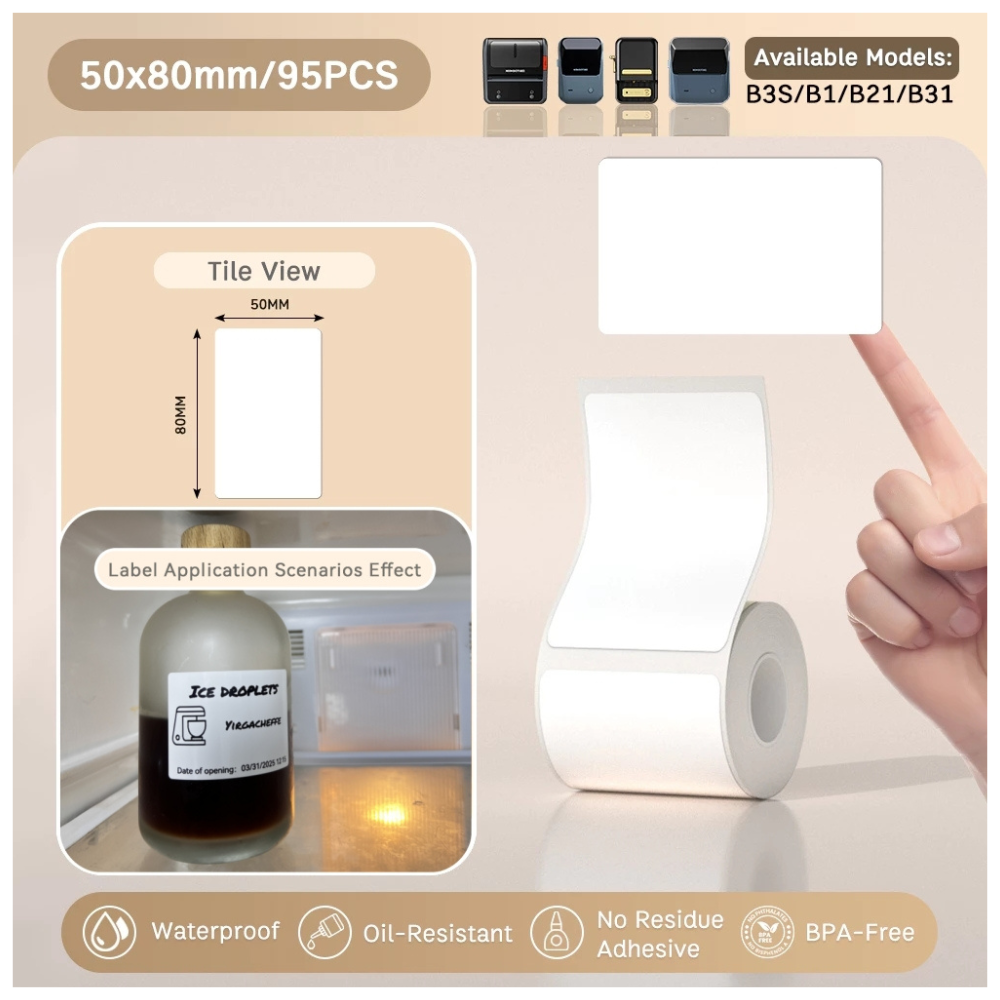 White Freezer Labels - 50x80mm (95 pcs) - B Series
