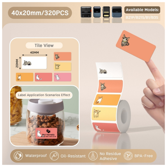 Little Kitty Labels - 40x20mm (320 pcs) - B Series