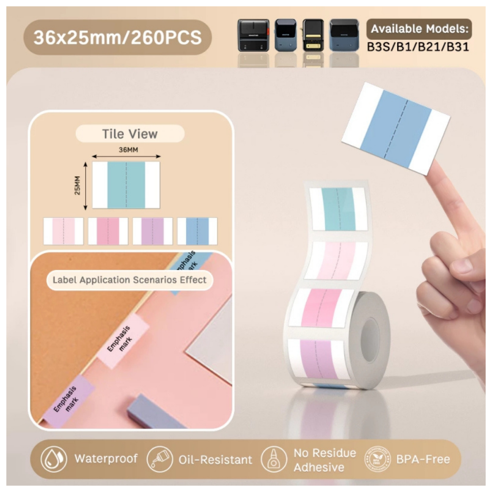 Rainbow Candy Index Labels - 36x25mm (260 pcs) - B Series