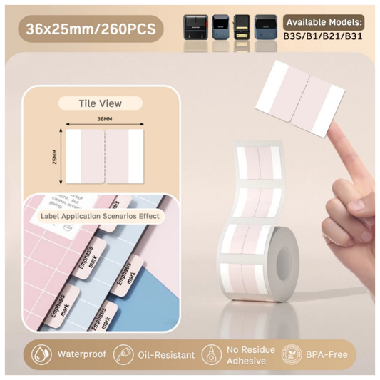 Grey Sakura Index Labels - 36x25mm (260 pcs) - B Series