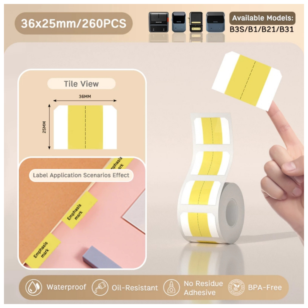 Starlight Yellow Index Labels - 36x25mm (260 pcs) - B Series