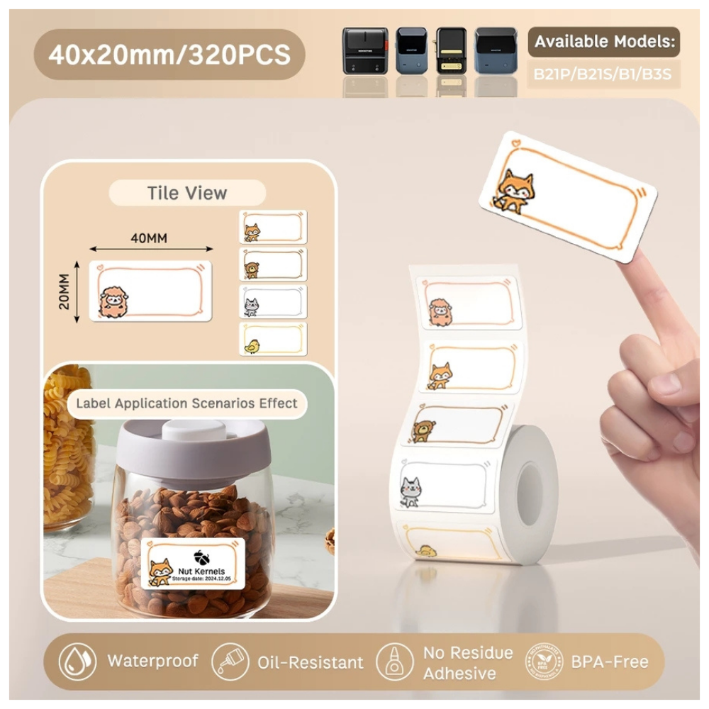 Cute Farm Animals Labels - 40x20mm (320 pcs) - B Series