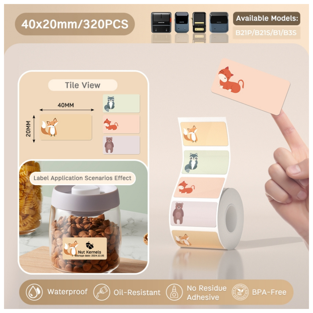 Woodland Friends Labels - 40x20mm (320 pcs) - B Series