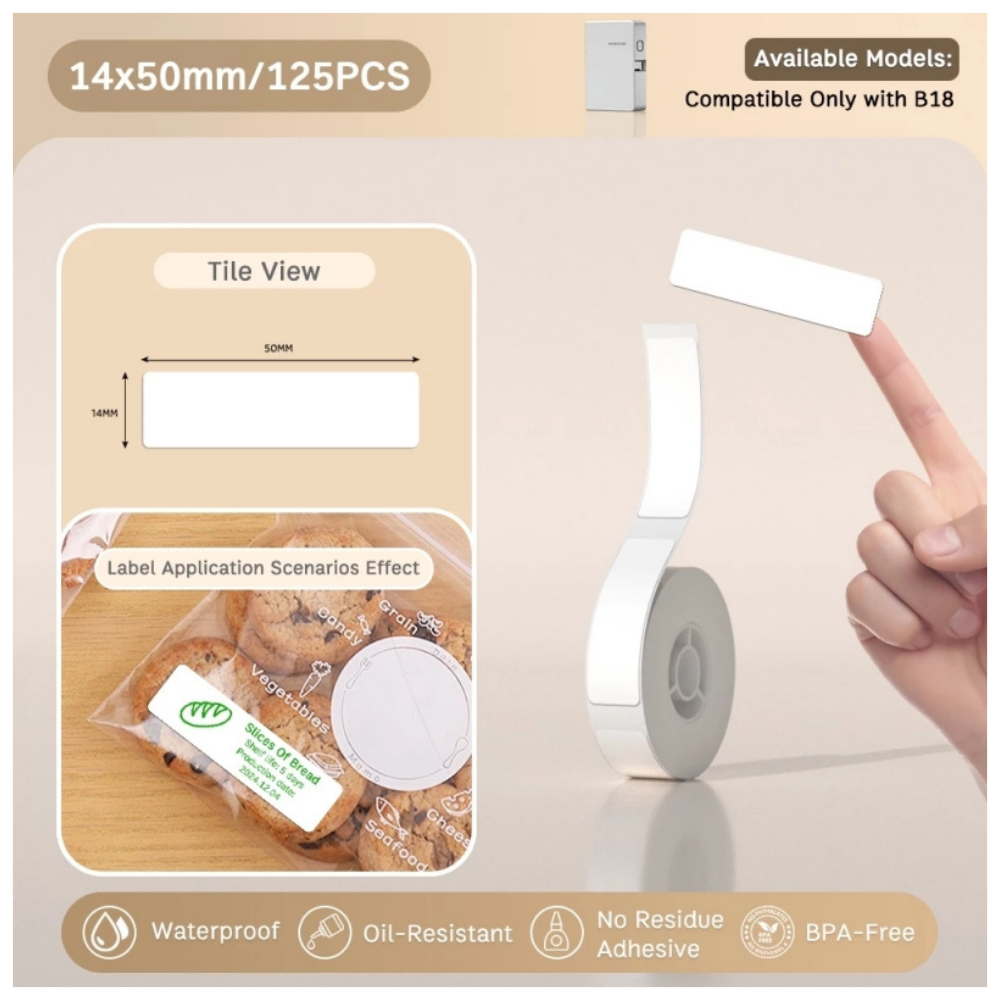White Labels - 14x50mm (125 pcs) - N Series