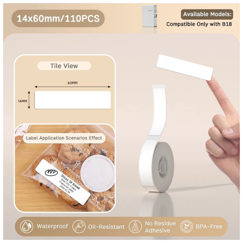 White Labels - 14x60mm (110 pcs) - N Series