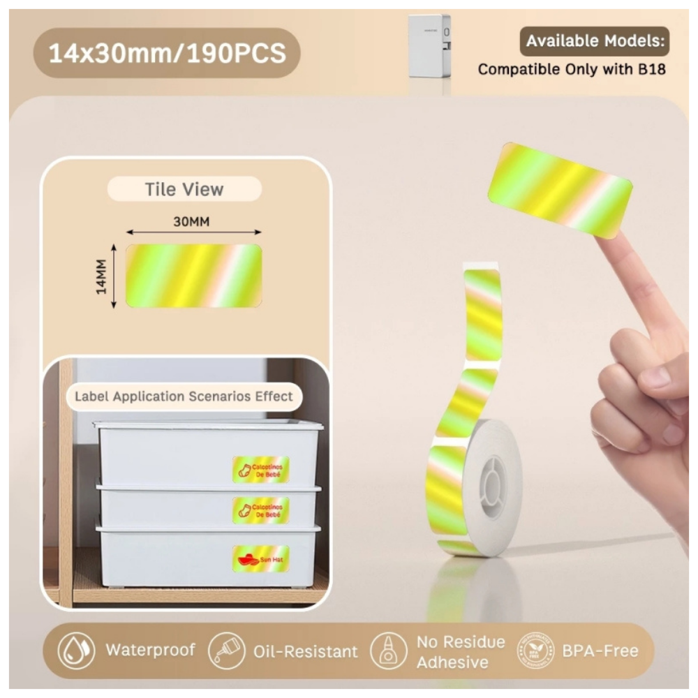 Laser Gold Labels - 14x30mm (190 pcs) - N Series