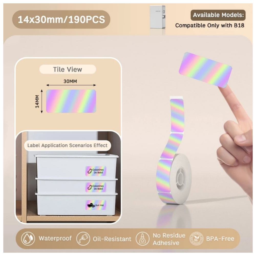 Laser Silver Labels - 14x30mm (190 pcs) - N Series