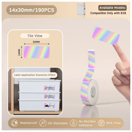 Laser Silver Labels - 14x30mm (190 pcs) - N Series