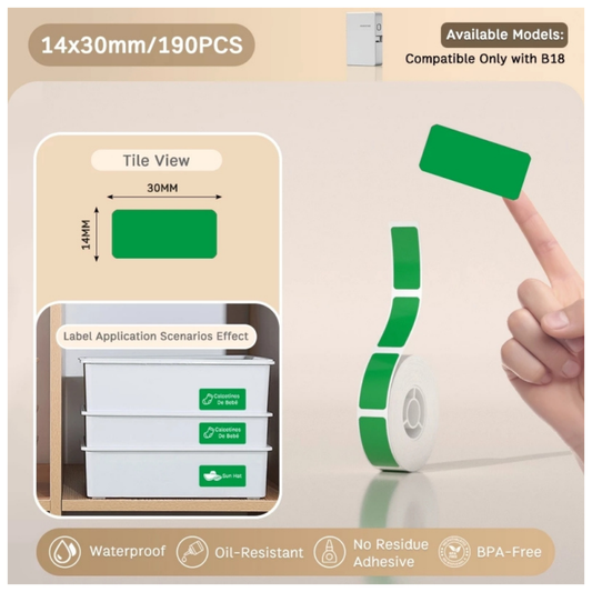 Green Labels - 14x30mm (190 pcs) - N Series
