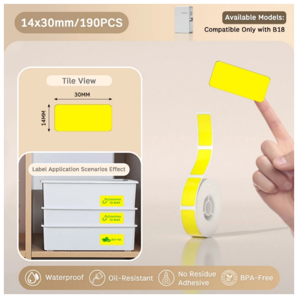Yellow Labels - 14x30mm (190 pcs) - N Series