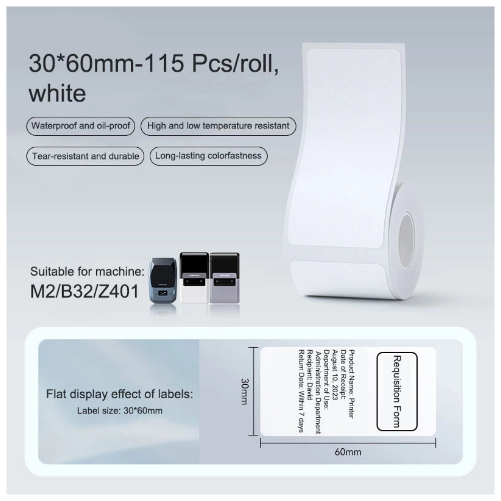 White Labels - 30x60mm (115 pcs) - M Series