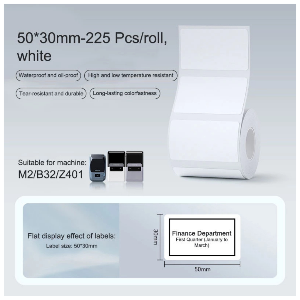 White Labels - 50x30mm (225 pcs) - M Series