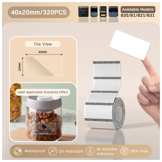 Transparent Labels - 40x20 mm (320 pcs) - B Series