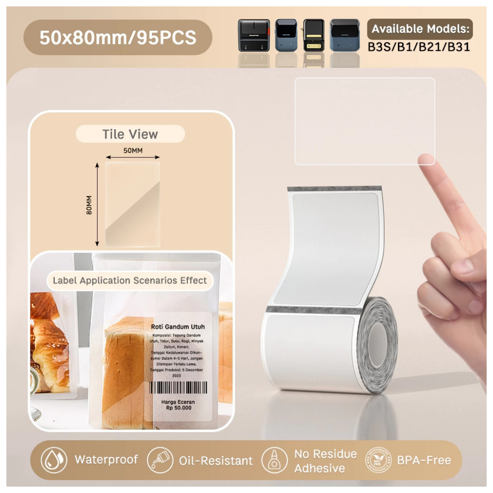 Transparent Labels - 50x80 mm (95 pcs) - B Series